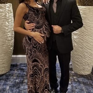 Backless mermaid dress rose gold and black 1920's